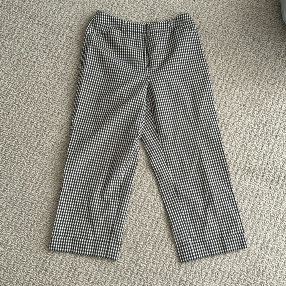 Vintage Talbots Silk Cropped Pants Brown Gingham